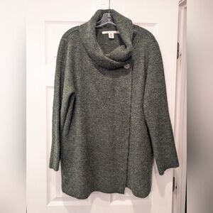 Max Studio women wool bland soft army green Wrap long cardigan Sweater cozy 1X